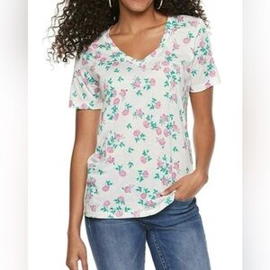 Mighty Fine White and Green Fitted Short Sleeve Tee